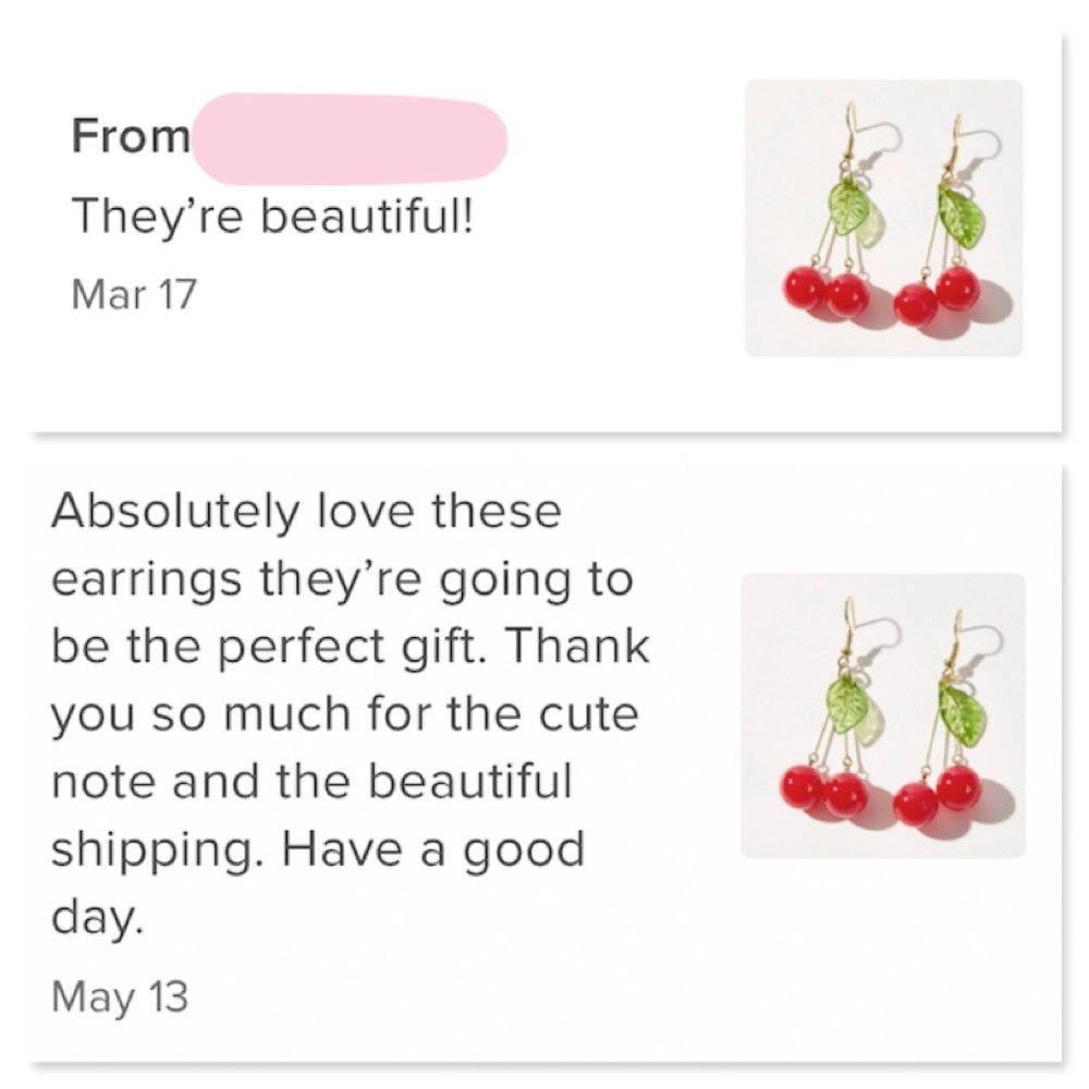 Cherry Shape Dangling Earrings Yellow Gold Tone - Picture 4 of 4